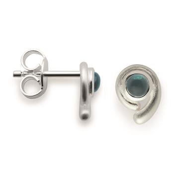 925/- Ørestikker, rho, mat, blå topas 0.28ct, fra Bastian Inverun