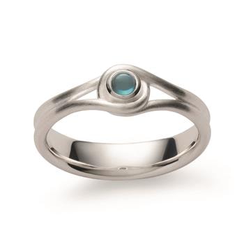 925/- Ring, rhodineret, mat, blå topas 0,15ct, fra Bastian Inverun