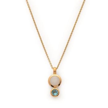 925/- Vedhæng, fg, månesten2ct, blå topas0.5ct, fra Bastian Inverun