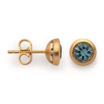 925/- Ørestikker, fg, poleret, blå topas 1.16ct, fra Bastian Inverun