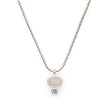 925/- Vedhæng, rho. pol, måne2, 15ct, Blå t 0,25ct, fra Bastian Inverun