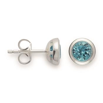 925/- Ørestikker, rho., poleret, blå topas 1.25ct, fra Bastian Inverun
