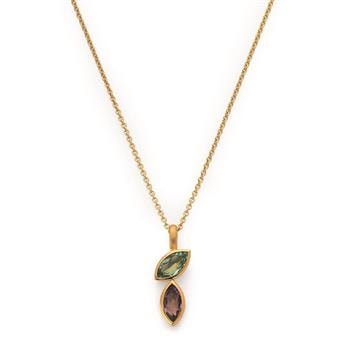 925/- Vedhæng, forgyldt, mat/pol, 2x ametyst 0,8ct, fra Bastian Inverun