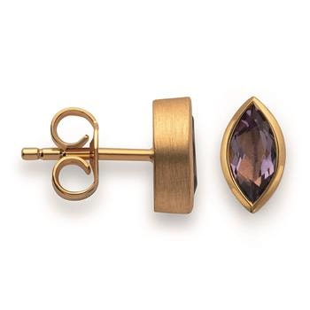 925/- Ørestikker, fg, poleret, ametyst 0,67ct, fra Bastian Inverun