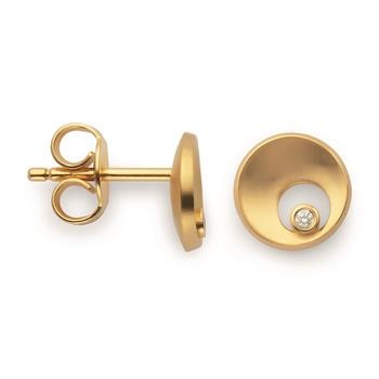 925/- Ørestikker, forgyldt, mat, Dia. 0,02ct W-SI, fra Bastian Inverun
