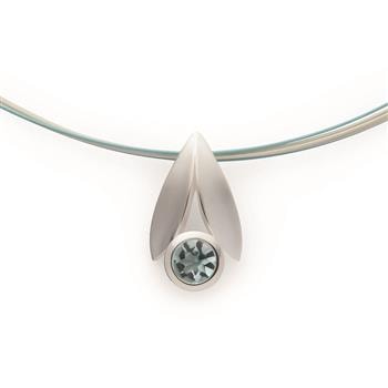 925/- Vedhæng, rho., mat/poleret, blå topas 0.93ct, fra Bastian Inverun