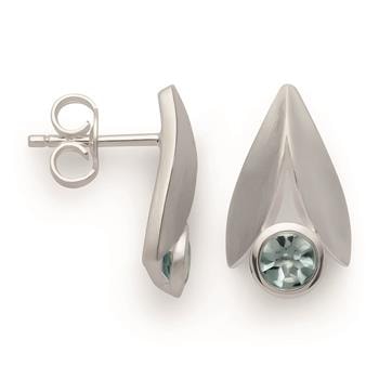 925/- Ørestikker, rho. mat/pol., blå topas 0.62ct, fra Bastian Inverun