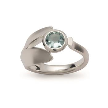 Sølv Ring, rhodineret, mat/poleret, blå topas 0.87ct, fra Bastian Inverun