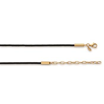 Nylon bånd sort, 925 /rund anker fg, 50 + 5cm, 2mm, fra Bastian Inverun