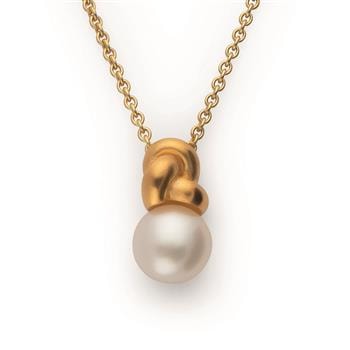 925/- Vedhæng, forgyldt, mat, kulturperle 3.18ct, fra Bastian Inverun