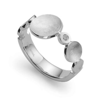 925/- ring, rh, matt/pol, dia. 0,02ct W-SI, fra Bastian Inverun
