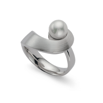 925/- ring, rh, matt/pol, kultur. perle2,89ct, fra Bastian Inverun
