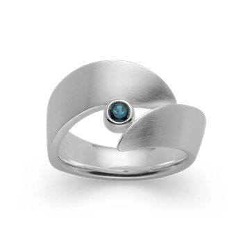 925/-ring, rh, mat, topaz london blå 0,13ct, fra Bastian Inverun