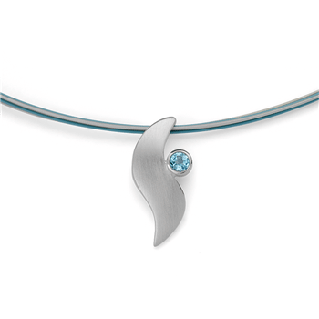 925/vedhæng, rh, satin mat, blå topas 0,14ct, fra Bastian Inverun