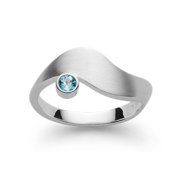 925/-ring, rh, satin mat, blå topas 0,13ct, fra Bastian Inverun