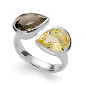 925/- ring, rh, kvarts champagne 2,74 ct, røg 2,94, fra Bastian Inverun