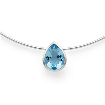 925/- vedhæng, rh, poleret, blå topas 5,76ct, fra Bastian Inverun
