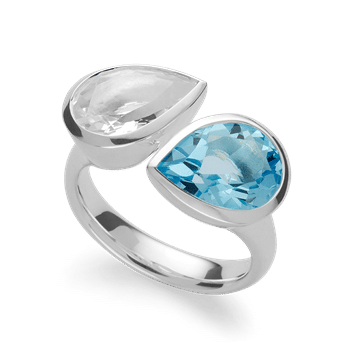 925ring, rh, blå topaz2,89ct,krystalkvarts2,39ct, fra Bastian Inverun
