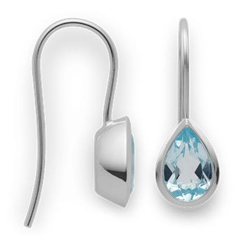 925/- øreringe, poleret, blå topas 2,22ct, fra Bastian Inverun