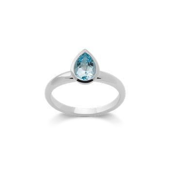 925/- ring, rh, poleret, blå topas 1,12 karat, fra Bastian Inverun