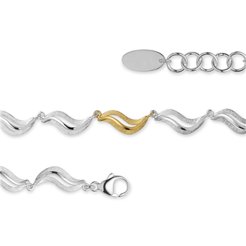 925 armbånd, delvist fg, rh-pl., matt/pol, 45+3 cm, fra Bastian Inverun