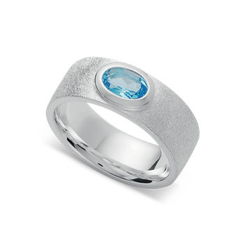 925 sterling sølv Rhodineret Ring blå topas 0,54 ct mat/poleret, fra Bastian Inverun