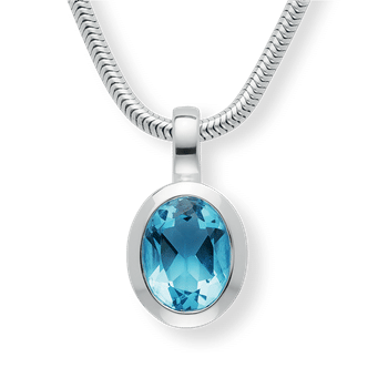 925 sterling sølv Rhodineret Vedhæng blå topas 1,48 ct. Mat/poleret, fra Bastian Inverun