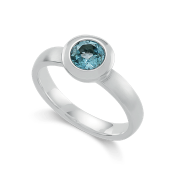 925 sterling sølv Rhodineret Ring blå topas 0,92 ct mat/poleret, fra Bastian Inverun