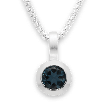 925 sterling sølv Rhodineret Vedhæng blå topas 0,83 ct. Mat/poleret, fra Bastian Inverun