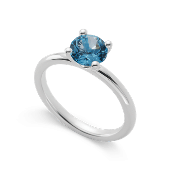 925 sterling sølv Rhodineret Ring blå topas 1,49 ct poleret, fra Bastian Inverun