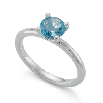 925 sterling sølv Rhodineret Ring blå topas 0,99 ct poleret, fra Bastian Inverun
