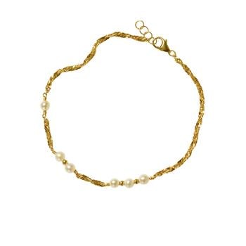 18kt armbånd og halskæde med Hvide Ferskvandsperler 50cm, fra San - Links of Joy