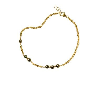 14kt armbånd og halskæde med Sorte Ferskvandsperler 50cm, fra San - Links of Joy