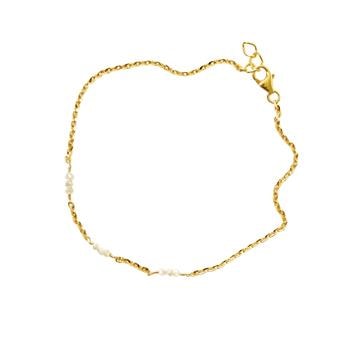 Armbånd & halskæde i 14kt guld med Facetterede Hvide Diamanter 16+1cm, fra San - Links of Joy