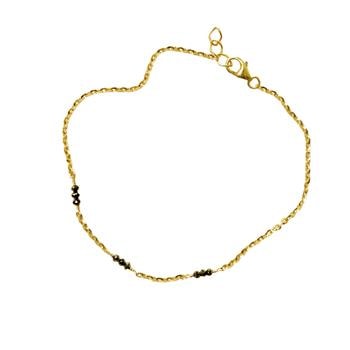 Armbånd eller halskæde i 14kt guld med Facetterede Sorte Diamanter 38cm, fra San - Links of Joy