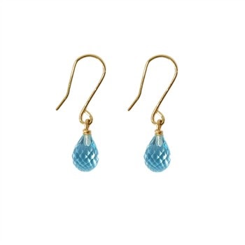 14K Earrings w.Faceted Blue Topas 14karat , fra San - Links of Joy