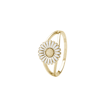 Sølv forg ring m/10mm marguerit hvid, fra aagaard