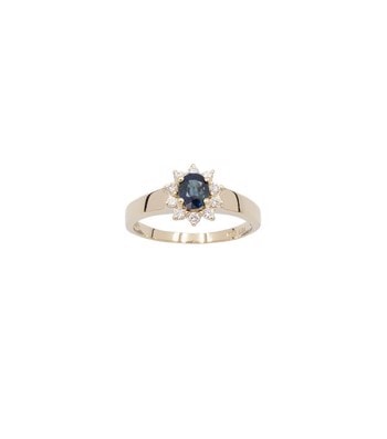 Ring 14 karat rødguld roset safir og brillanter, fra L&G