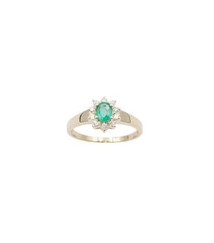 Ring 14 karat guld roset smaragd 0,27carat - brillanter 0,15 carat WSI, fra L&G