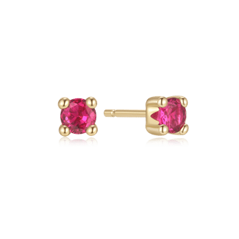 Guld ørestikker med 3,3 mm rubin - stud
