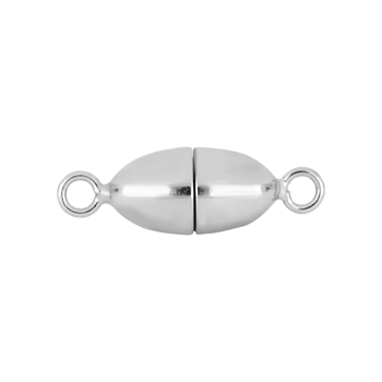 Rhod. Sølv magnet perlelås oval 6mm blank, fra Siersbøl
