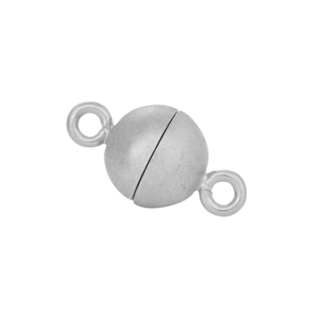 Rhod. Sølv magnet perlelås 10mm mat, fra Siersbøl