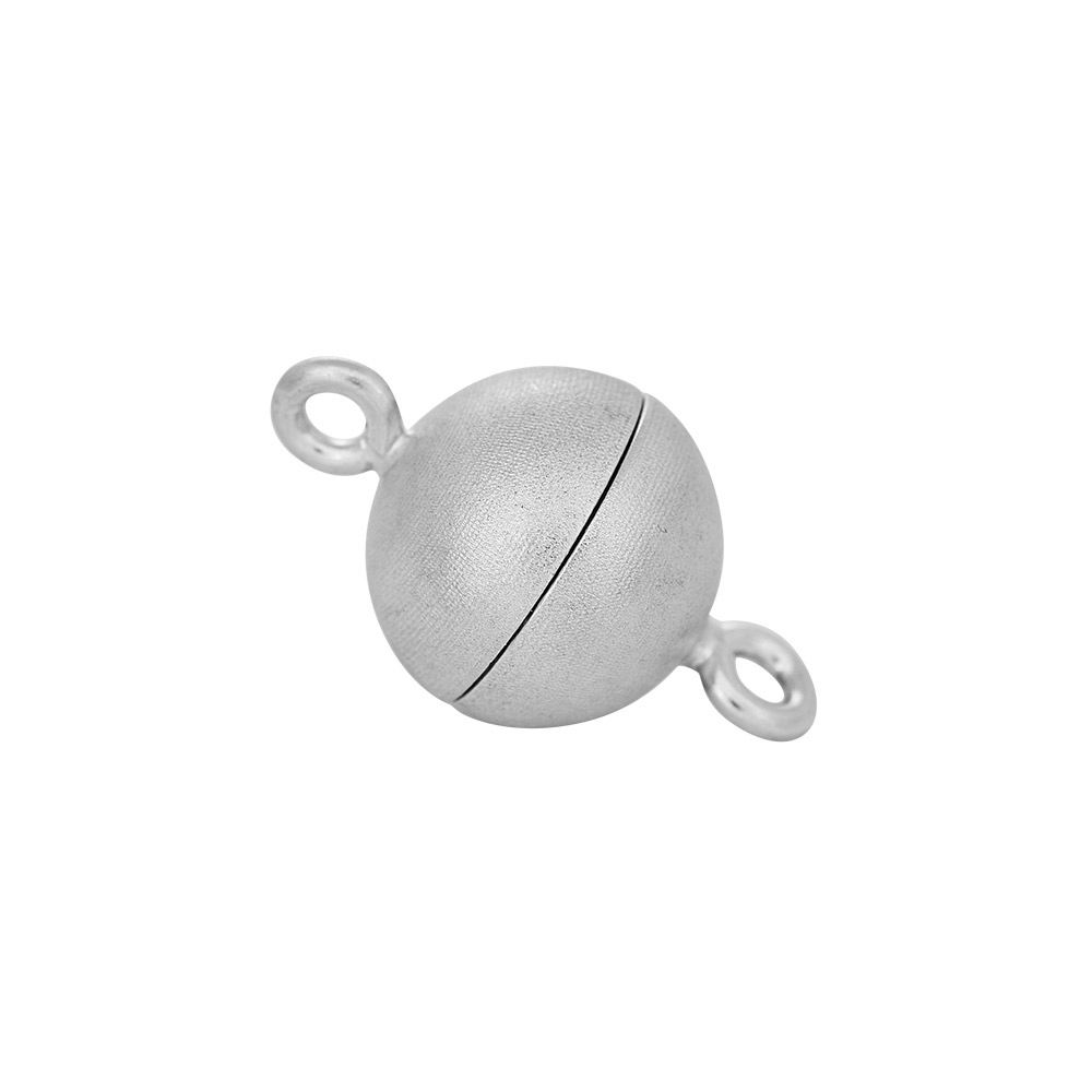 Rhod. Sølv magnet perlelås 12mm mat, fra Siersbøl