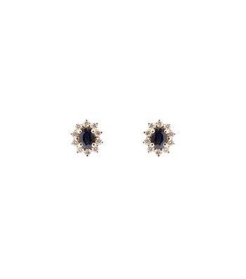 Ørestik 14 karat roset safir med brillanter 0,20 ct. WSI, fra L&G