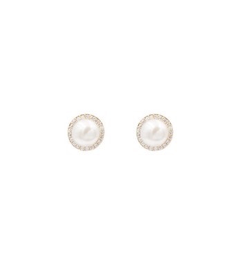 Ørestik 14 karat roset ferskvperle 0,20 carat WSI, fra L&G