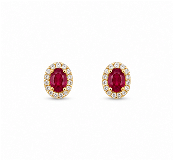 Ørestikker 14 karat PETIT rubin 0,07 carat brillanter WSI, fra L&G