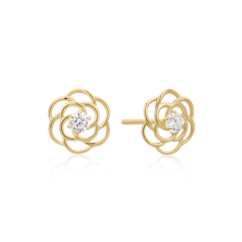 8 karat guld ørestikker med zirkonia
