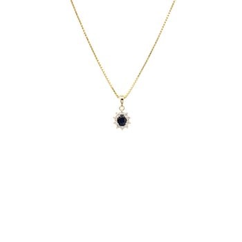 Vedhæng 14 karat  roset safir med 0,15 ct WSI brillanter, fra L&G