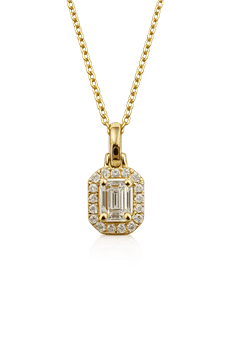 Vedhæng 14 karat SQUARE smaragd slib 0,26 carat brillanter rundt 0,06 carat WSI, fra L&G