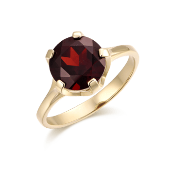 9 kt Guld ring med 9 mm rød granat